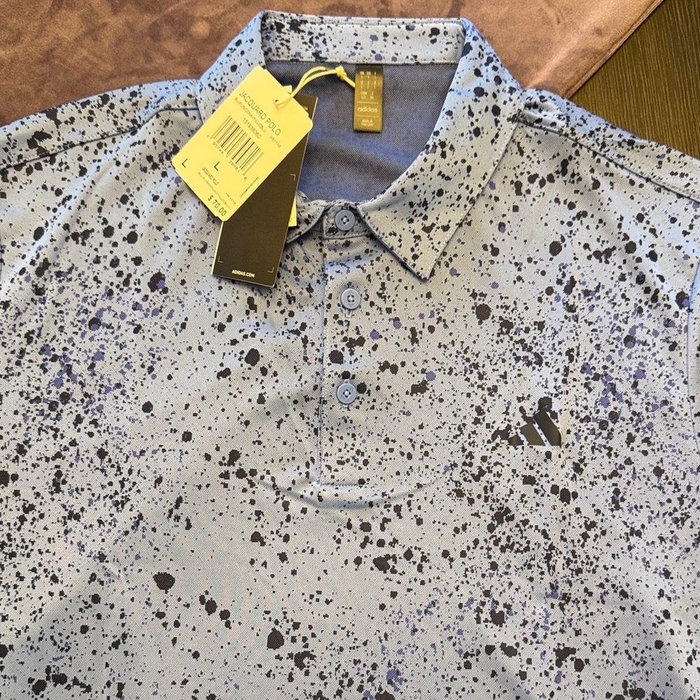 adidas Gray/Blue and Black Speckled Golf Polo Shirt